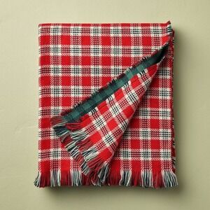 50x60 Vintage Reversible Brushed Woven Throw Blanket‎ Red Plaid - Hearth & Hand
